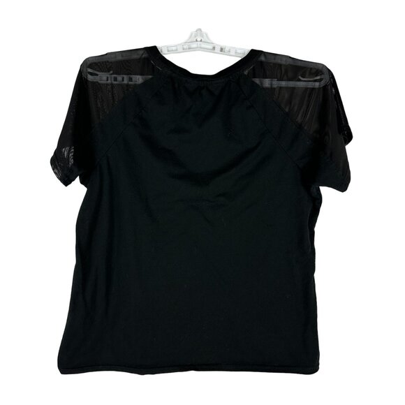 Bebe Sport Black Mesh Sleeve Logo T-Shirt With Sequins - Size 1X - Picture 3 of 4